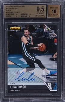 2018-19 Panini Instant Autographs Black #16 Luka Doncic Signed Rookie Card (#1/1) - BGS GEM MINT 9.5/BGS 10